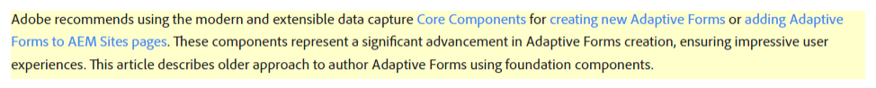 Adobe Empfehlung zur Verwendung der Core Components